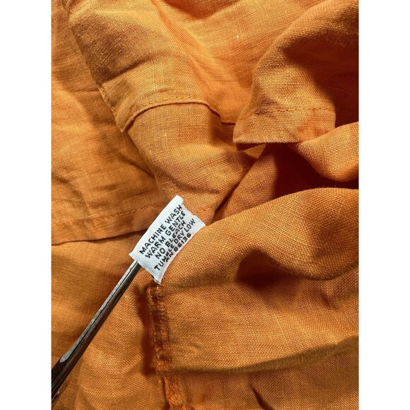 BRYN WALKER Orange Linen Boxy 3/4 Sleeve‎ Top S Lagenlook Beach Oversized - Picture 9 of 9